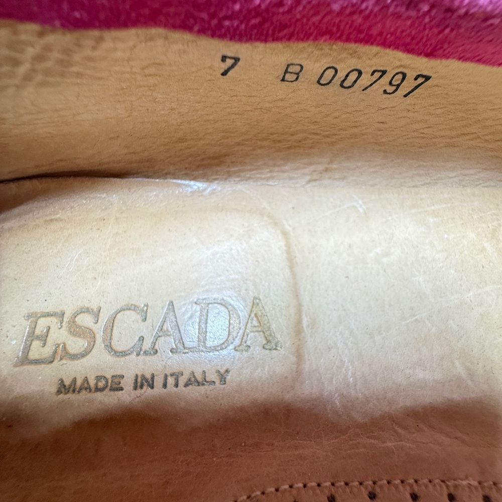 ESCADA | Handsewn Italian Moccasins Loafers Pink Suede Office Career Preppy VTG - Picture 16 of 16